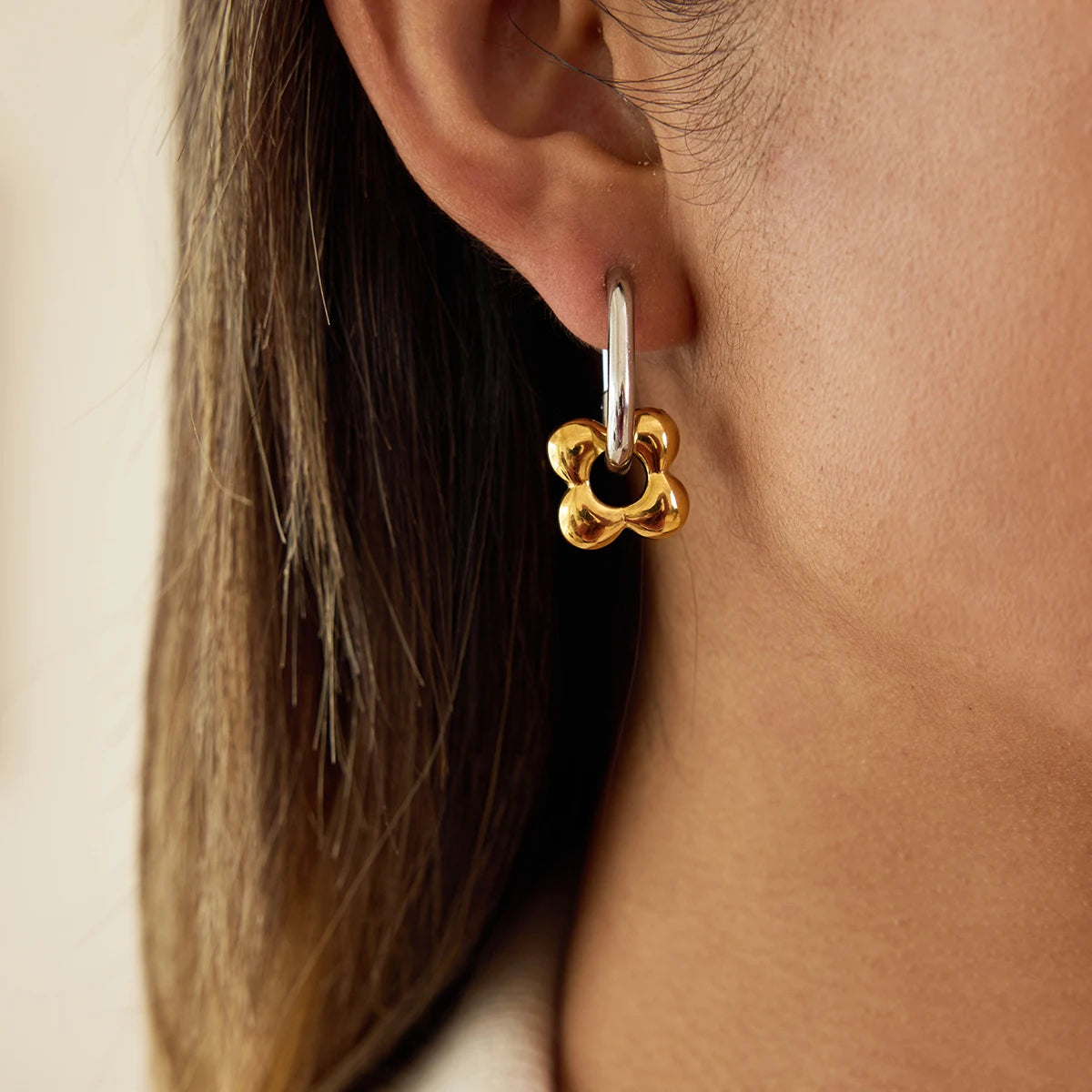 Hollow Flower Mixed Color Earrings