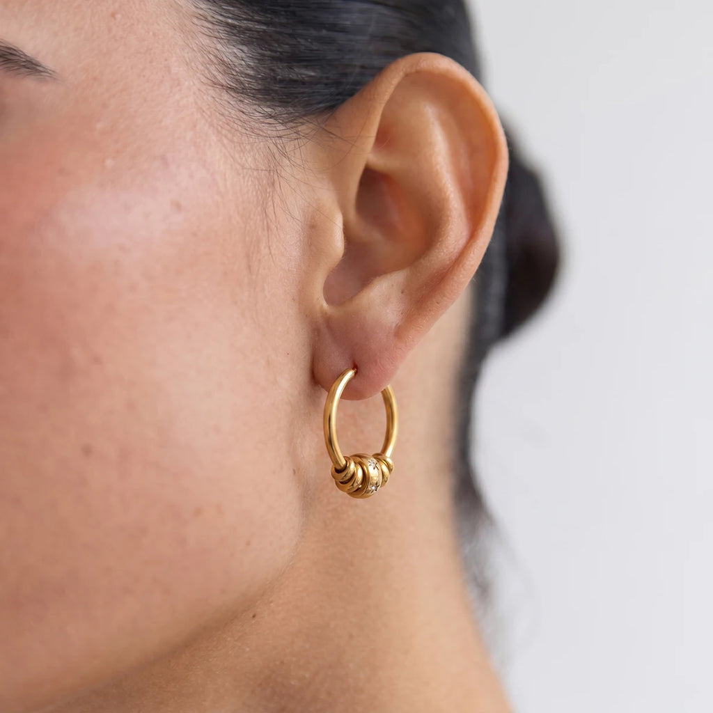 Zircon Round Star Hoops Earrings