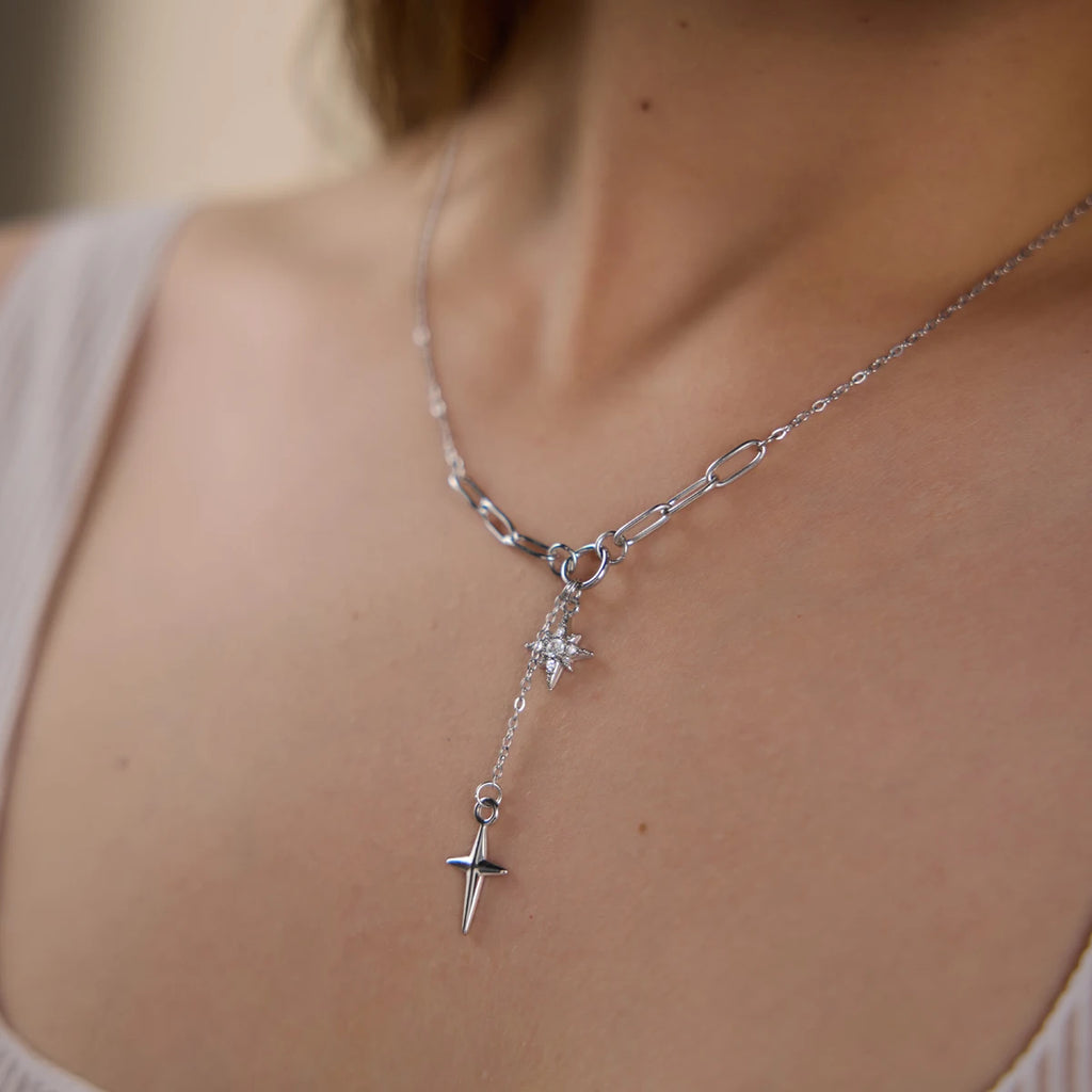Star Cross Zircon Pendant Necklace