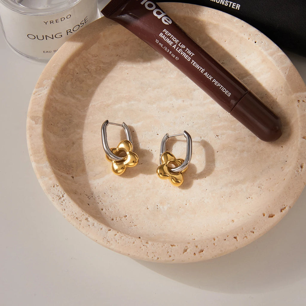 Hollow Flower Mixed Color Earrings