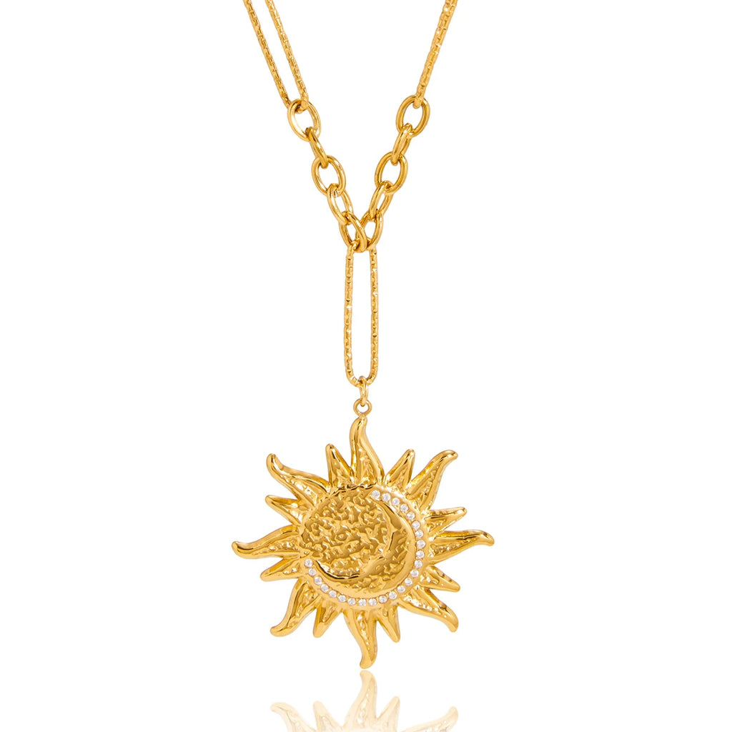 Crystal Moon Star Pendant Necklace