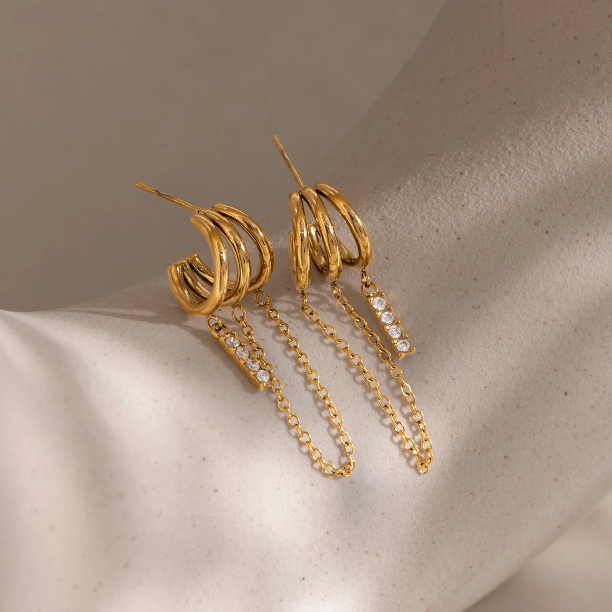 Tassel Chain Zircon Drop Earring