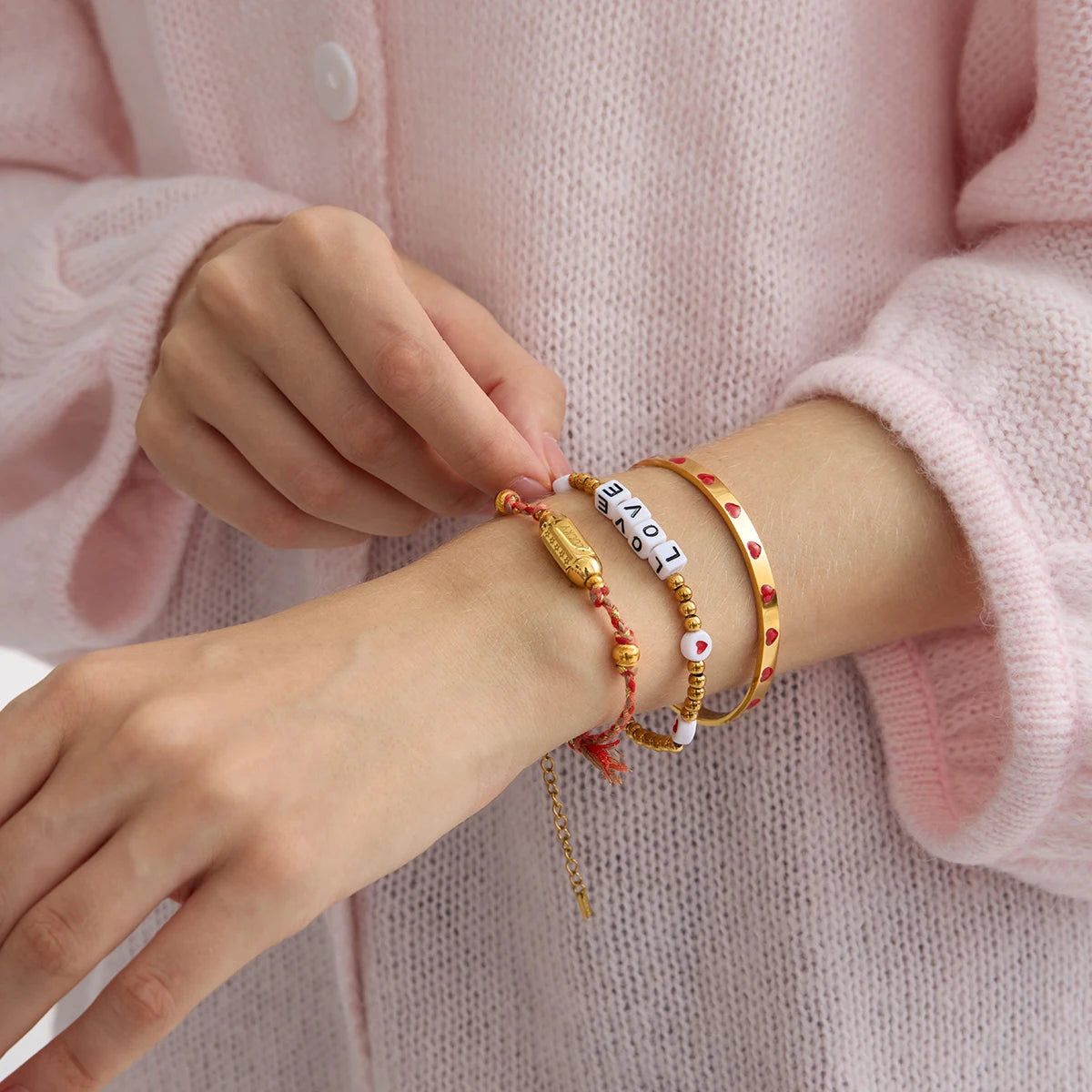 Romantic Red Heart Cuff Bracelet