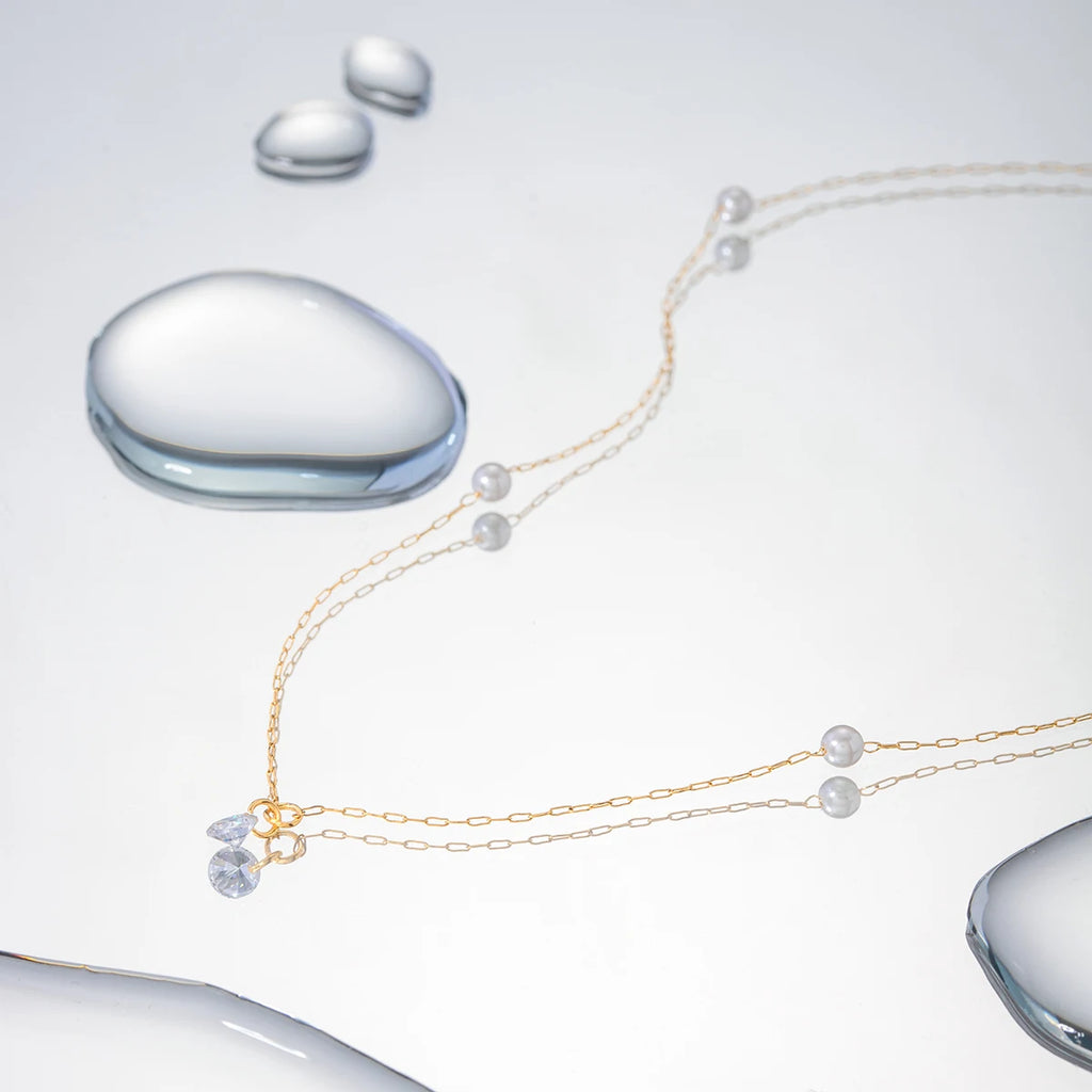 Exquisite Stainless Steel Pearl Zircon Necklace