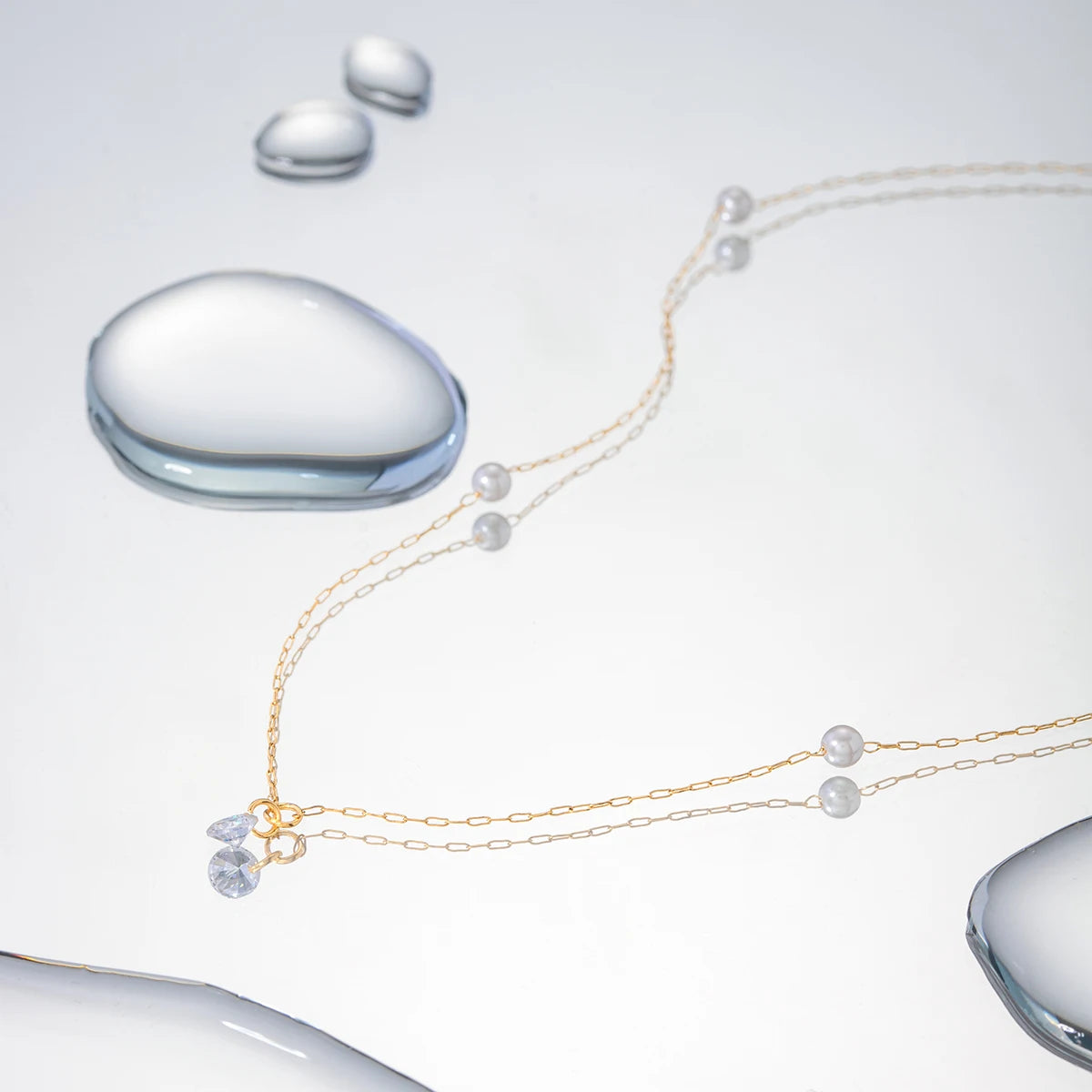 Exquisite Stainless Steel Pearl Zircon Necklace