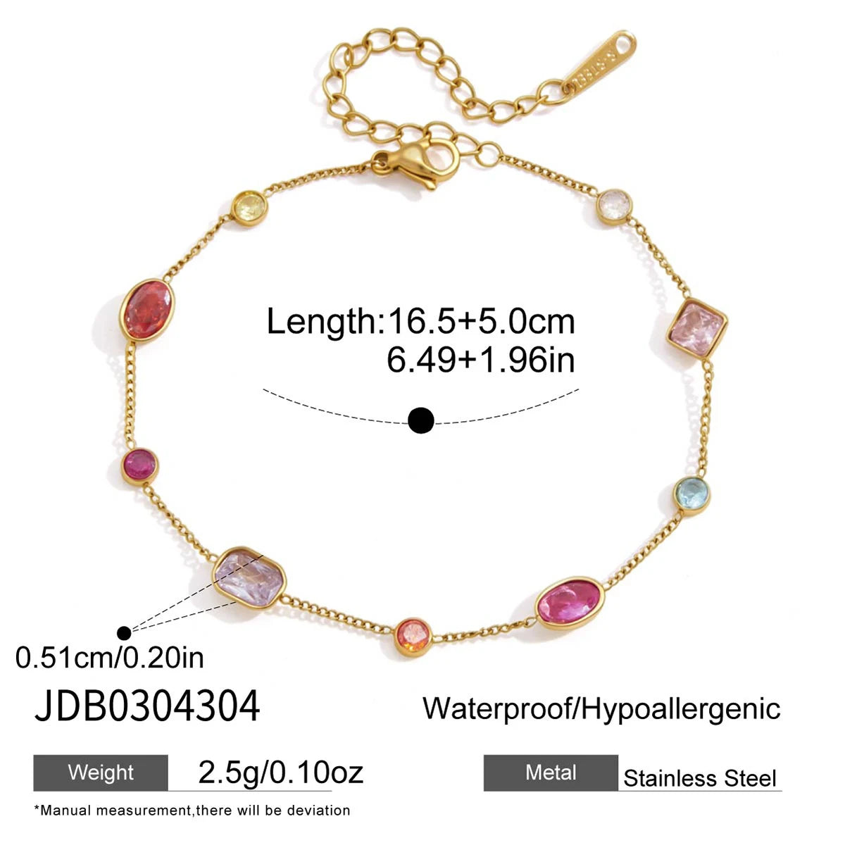 Classic Colorful Zircon Geometric Bracelet