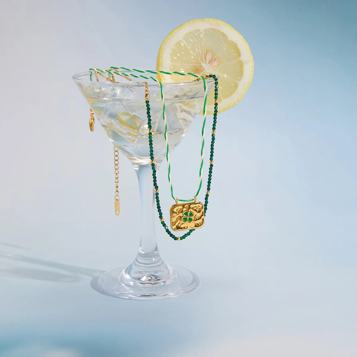 Elegant Green Beads Rope Chain Multilayer Necklace