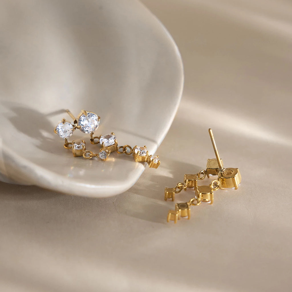 Classic Round Zircon Tassel Earrings