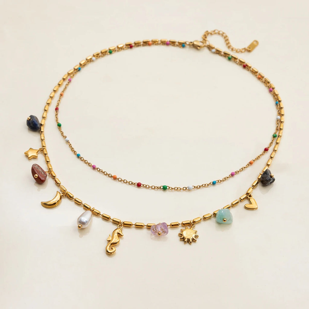 Double Layers Oil Drip Necklace