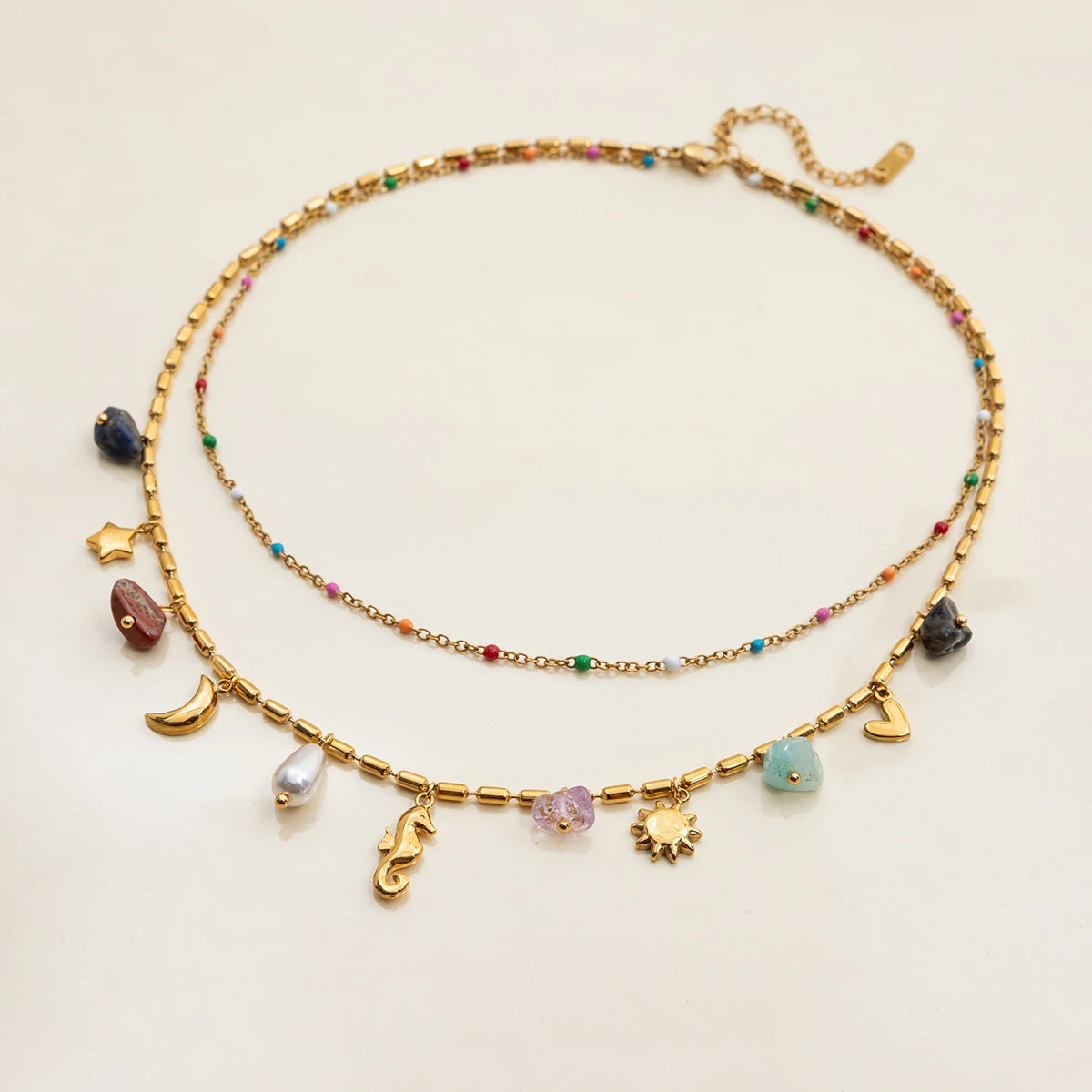 Double Layers Oil Drip Necklace