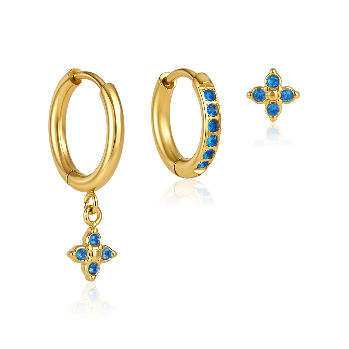3pcs/set Zircon Flower Pendant Drop Earring