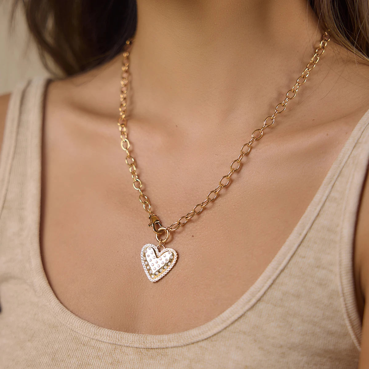 Romantic Zircon Heart Pendant Necklace