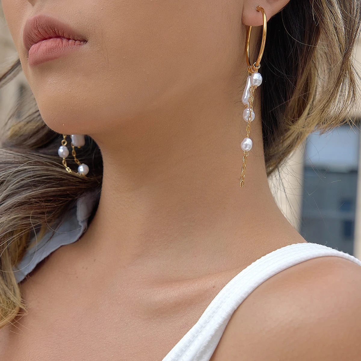 Elegant Baroque Pearl Long Tassel Earrings