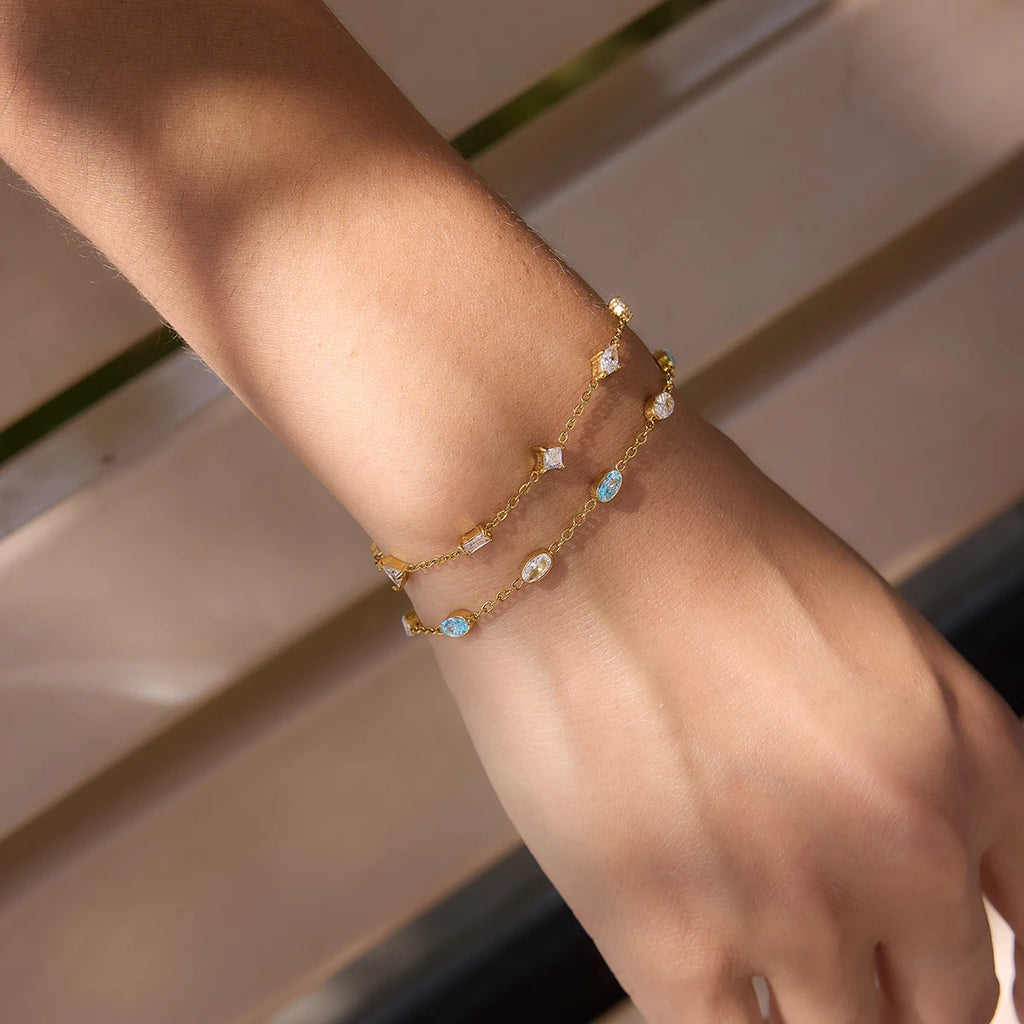 Sporty Geometric Zircon Bracelet