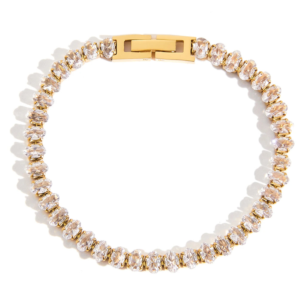 Full Zirconia Setting  Strap Buckle Tennis Chain Bracelet