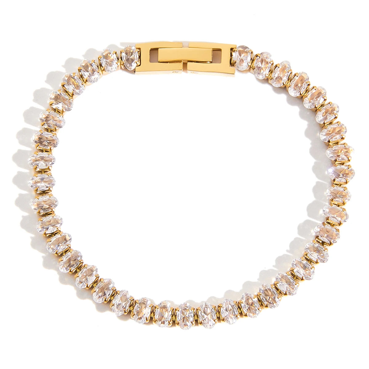 Full Zirconia Setting  Strap Buckle Tennis Chain Bracelet