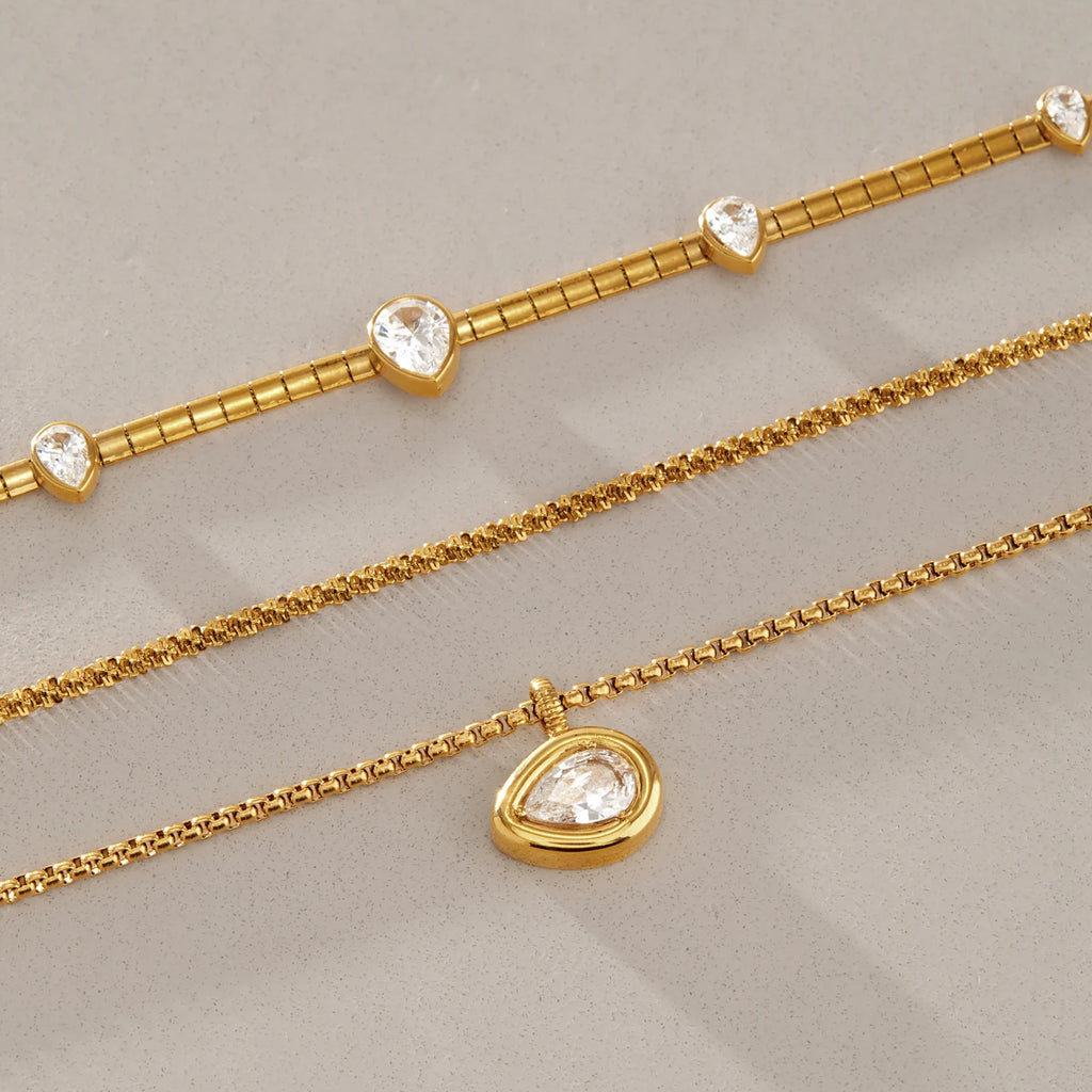 Zircon Stacked Charms Necklace