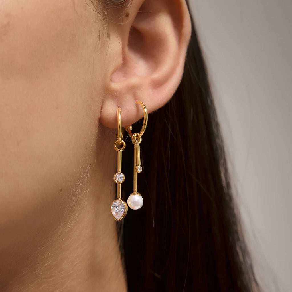 Elegant Pearl Zircon Drop Earring