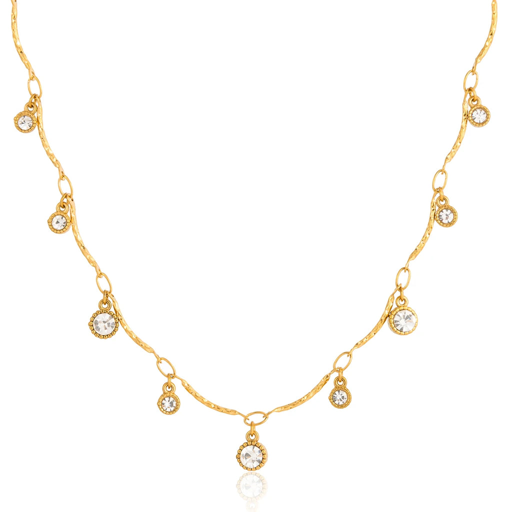 Delicate Round Crystal Pendant Necklace