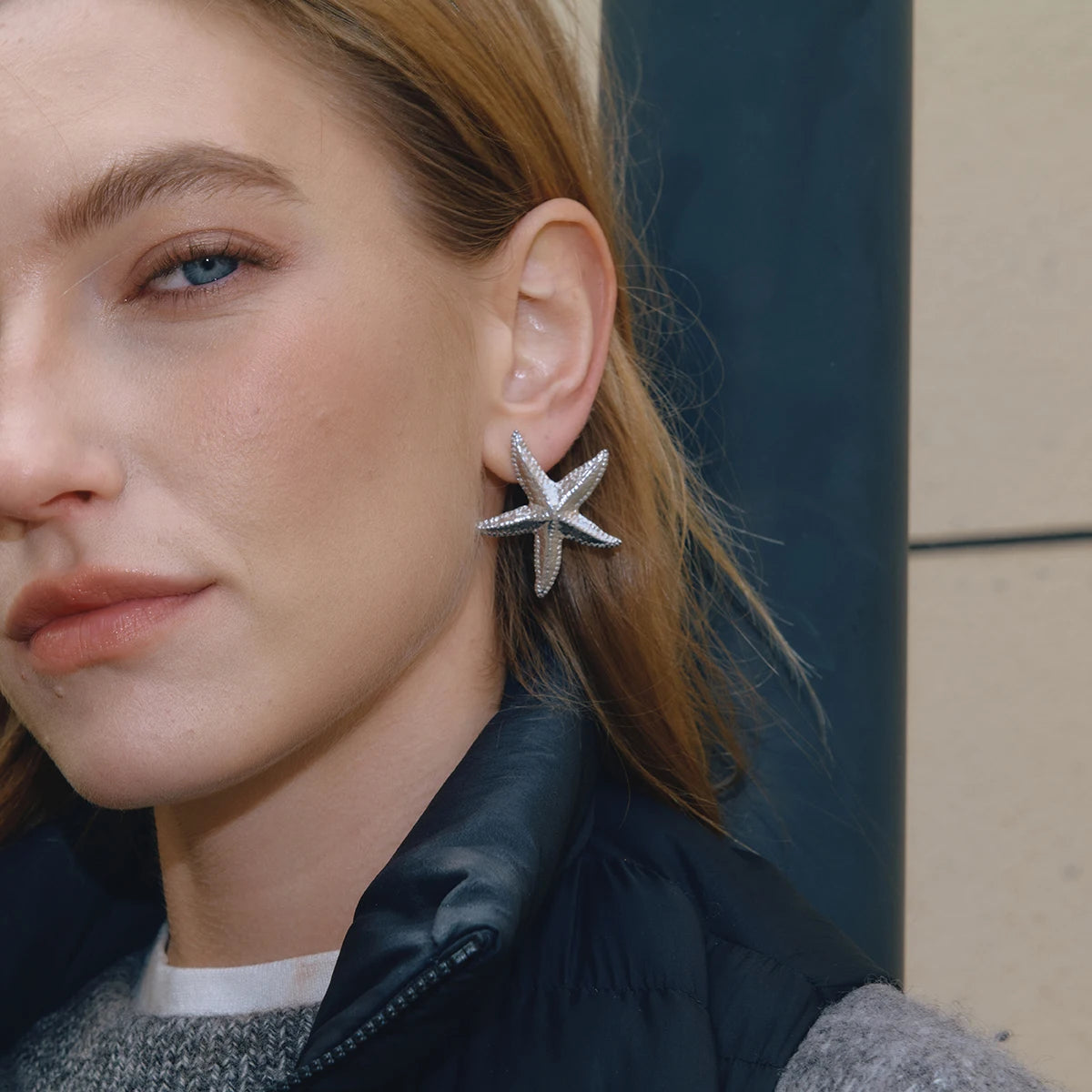 Big Starfish Stud Earrings