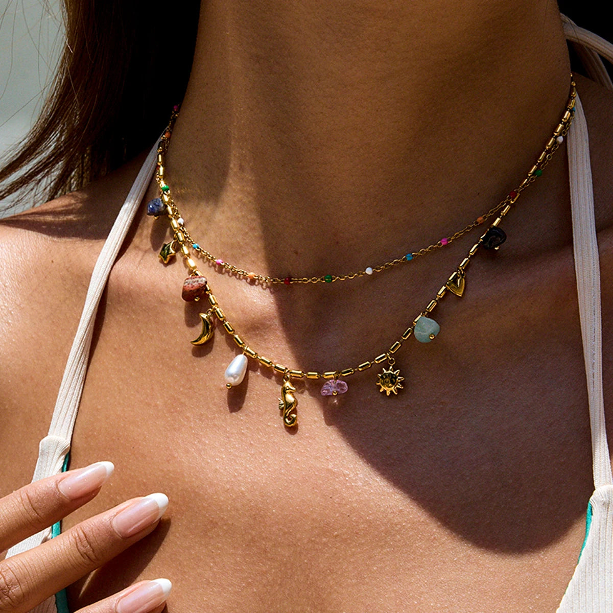 Double Layers Oil Drip Necklace