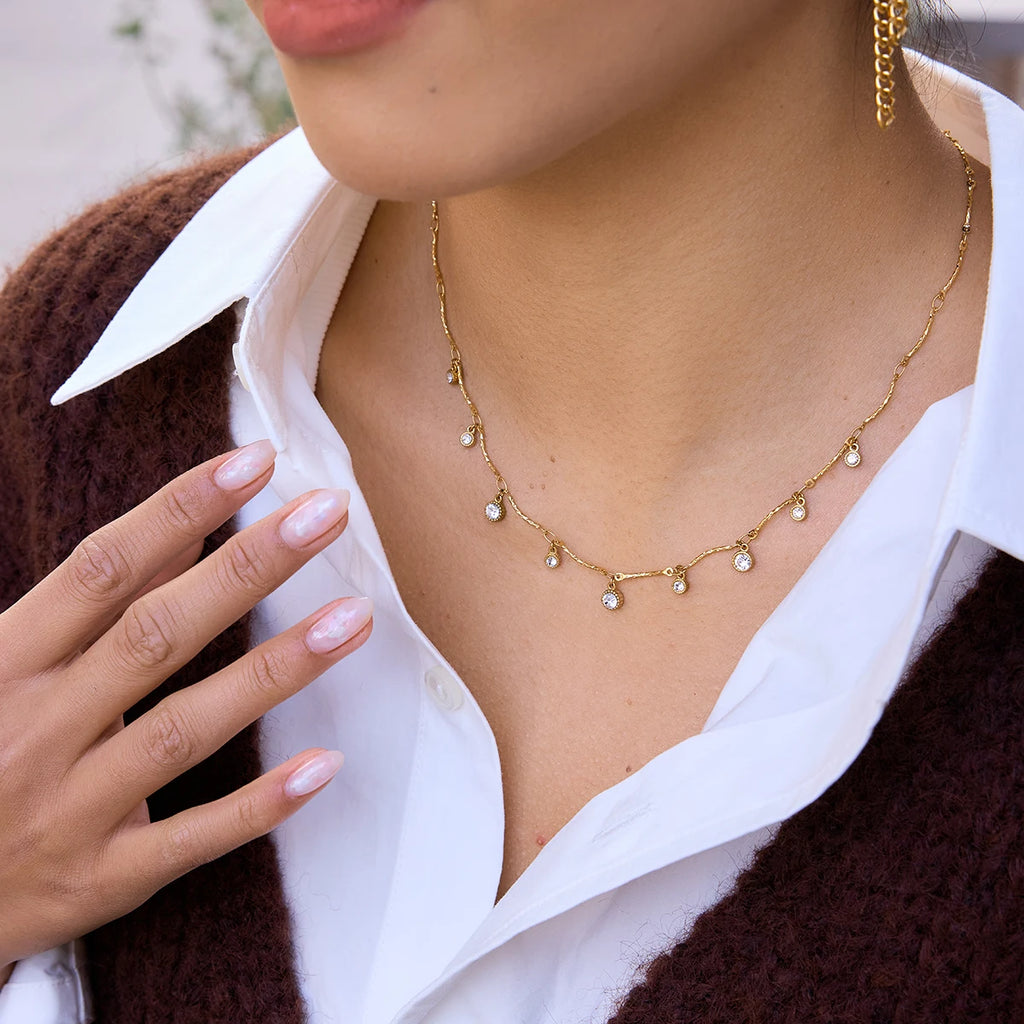 Delicate Round Crystal Pendant Necklace