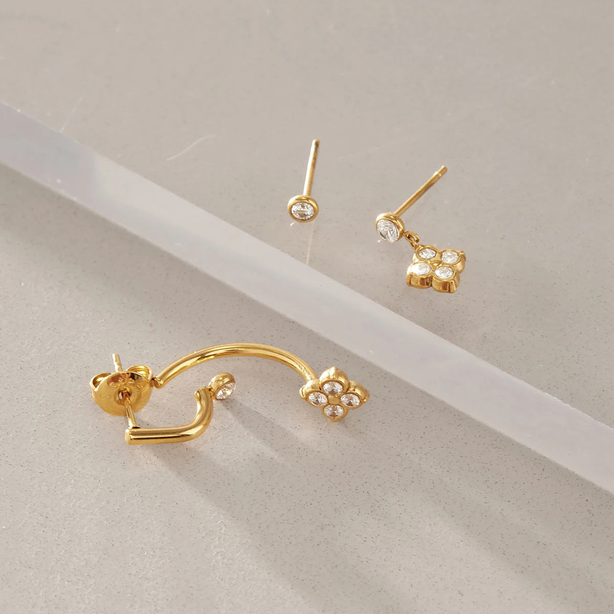 3pcs/set  Zircon Flower Drop Earring