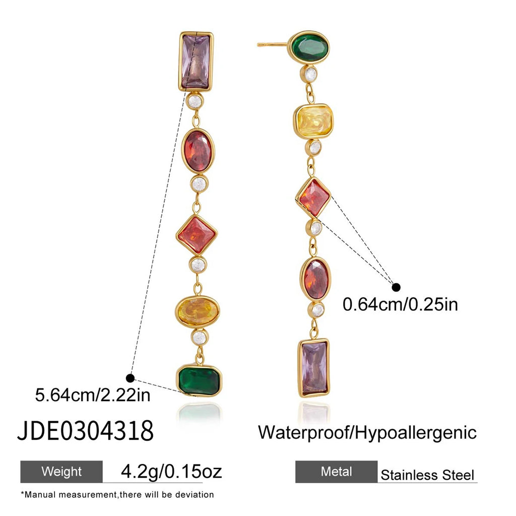 Colorful Zircon Geometric Pendant Drop Earring