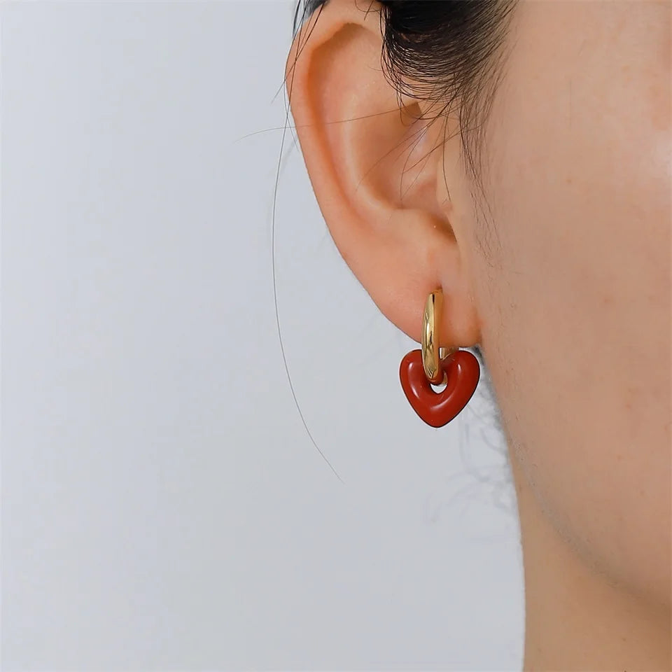 Red Heart Drop Earrings