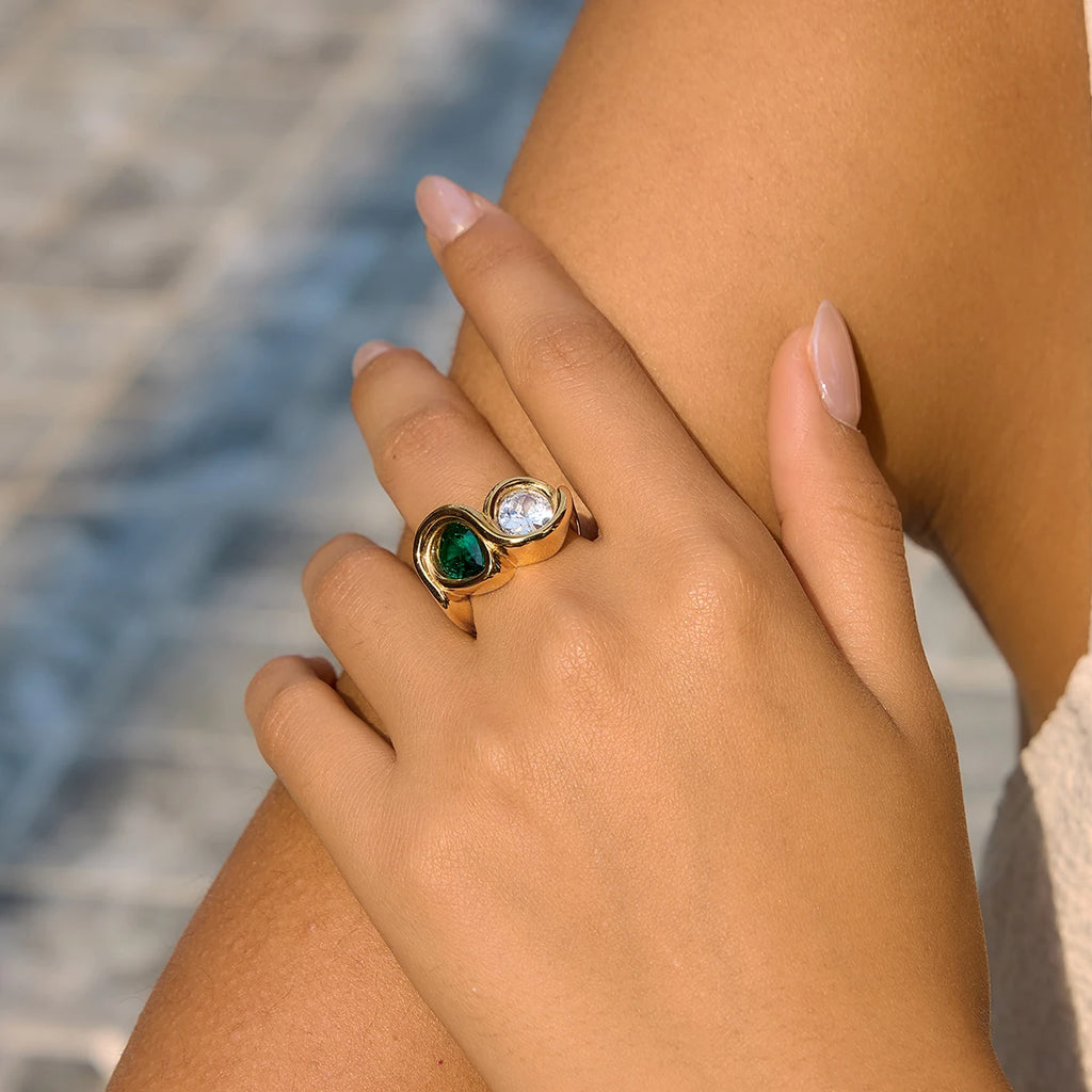 Multicolor Geometric Zircon Rings