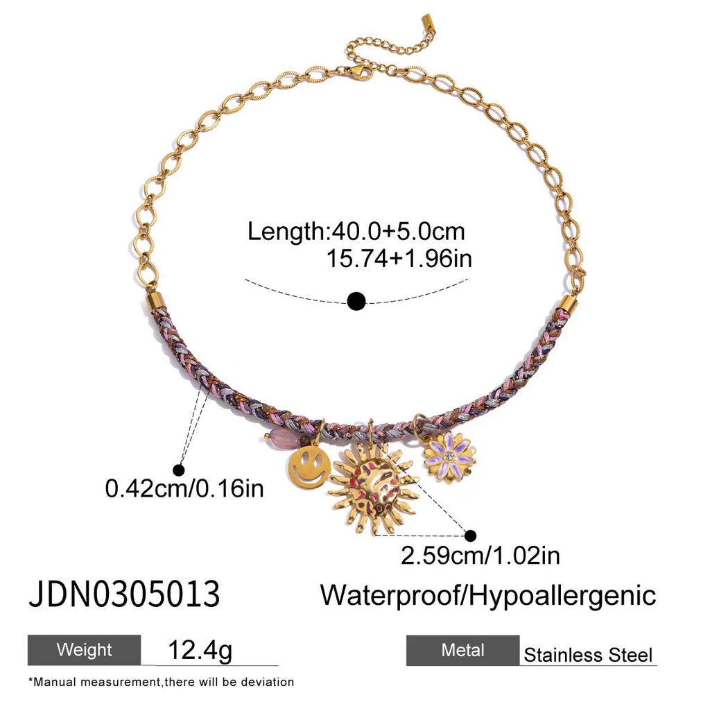 Resort Style Flower Square Pendant Necklace