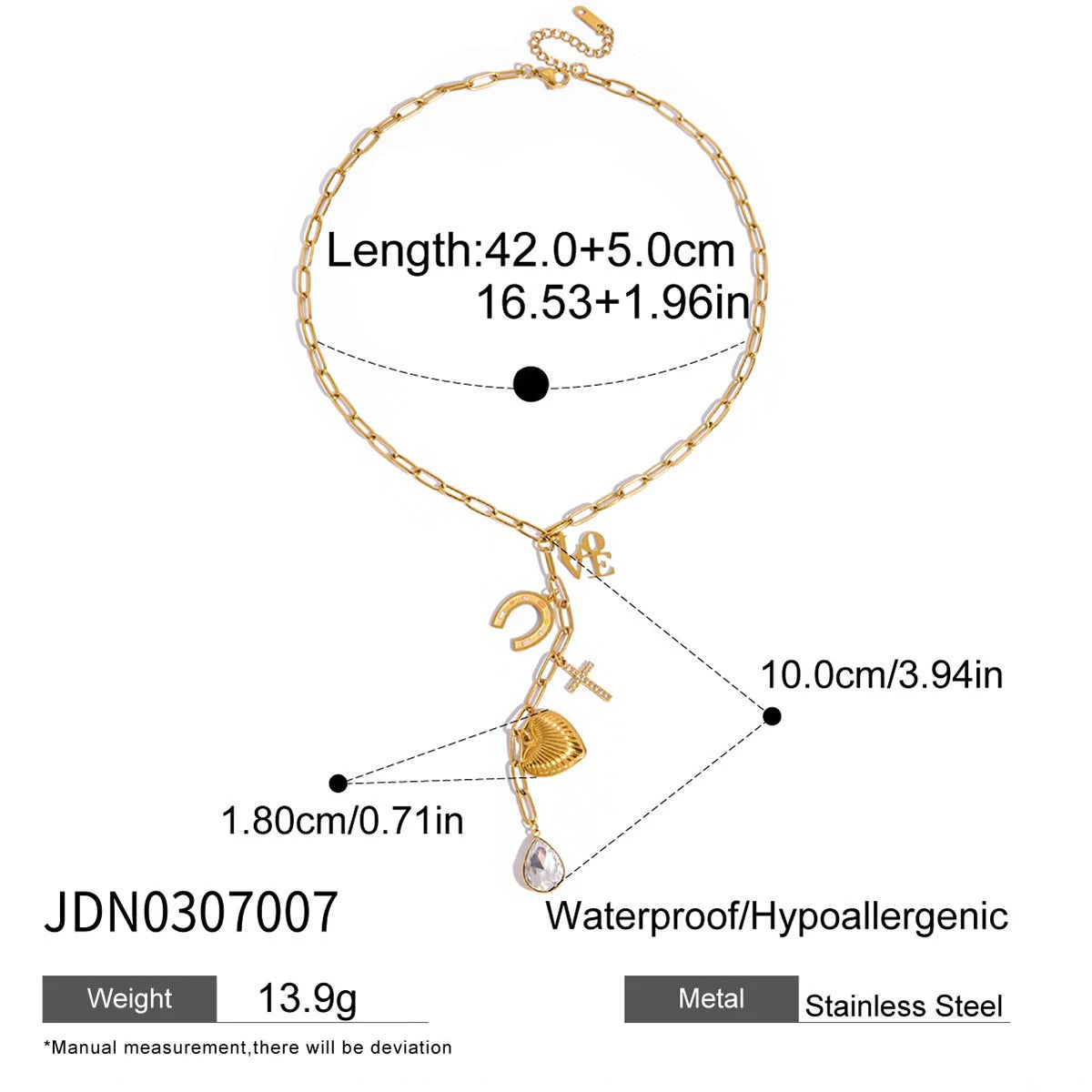 White Zirconia Cross Pendant Y-Shaped Chain Necklace