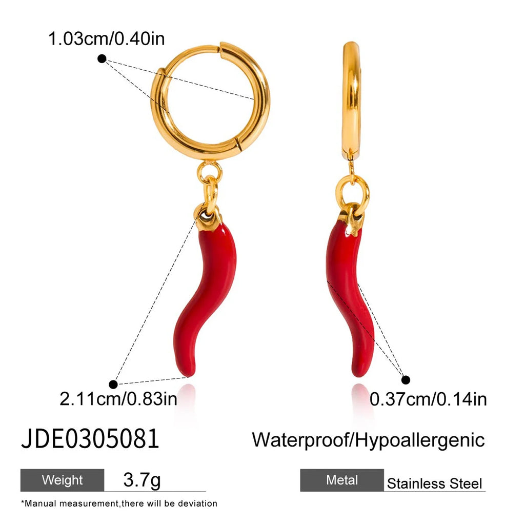 Oil-Dripping Chili Pepper Dangle Earrings