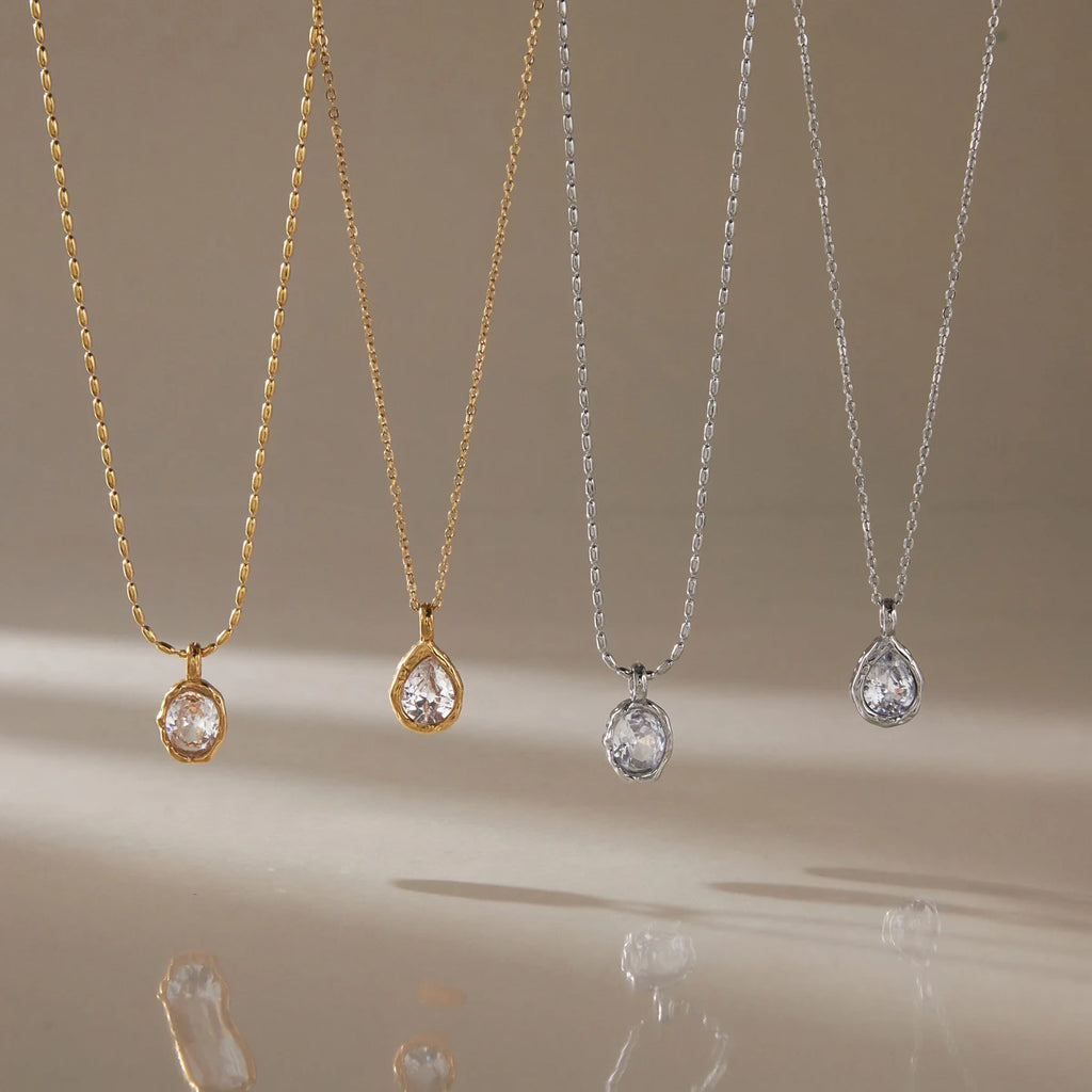 Delicate Geometric Cubic Zircon Pendant Necklace