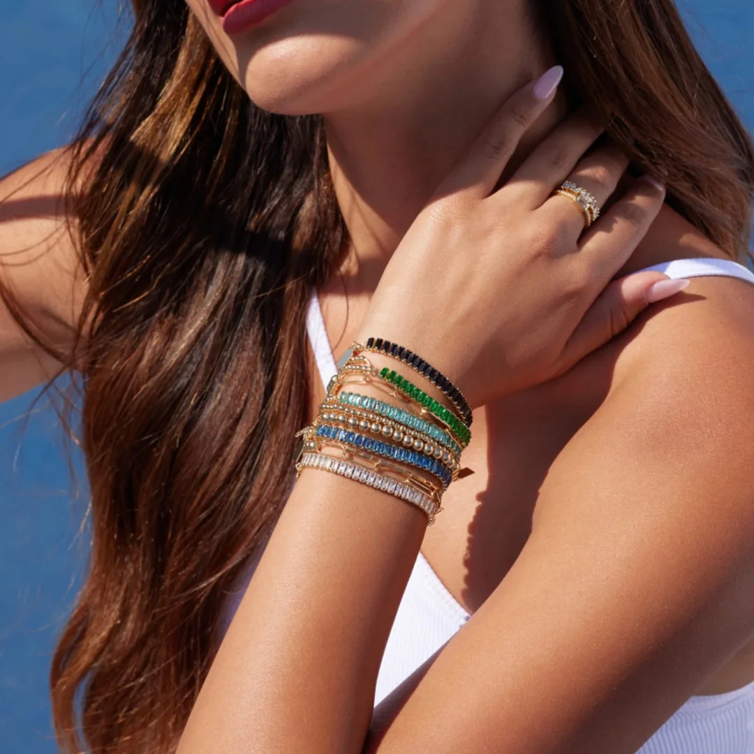 Geometric Rhinestone Tennis Chain Bracelet