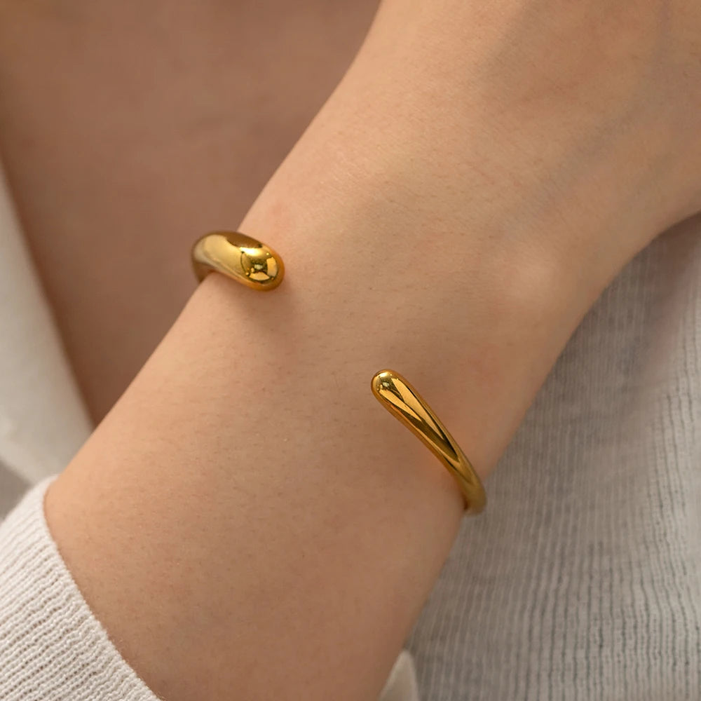 Luxury Colorful Cubic Zirconia Pearl Stainless Steel Cuff Bracelet