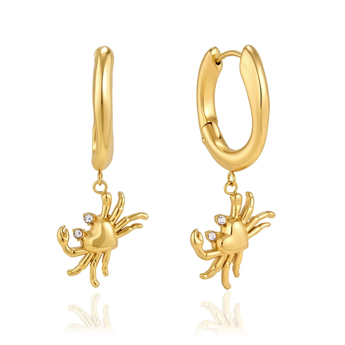 Creative Crab Shaped Pendant Zircon Drop Earrings