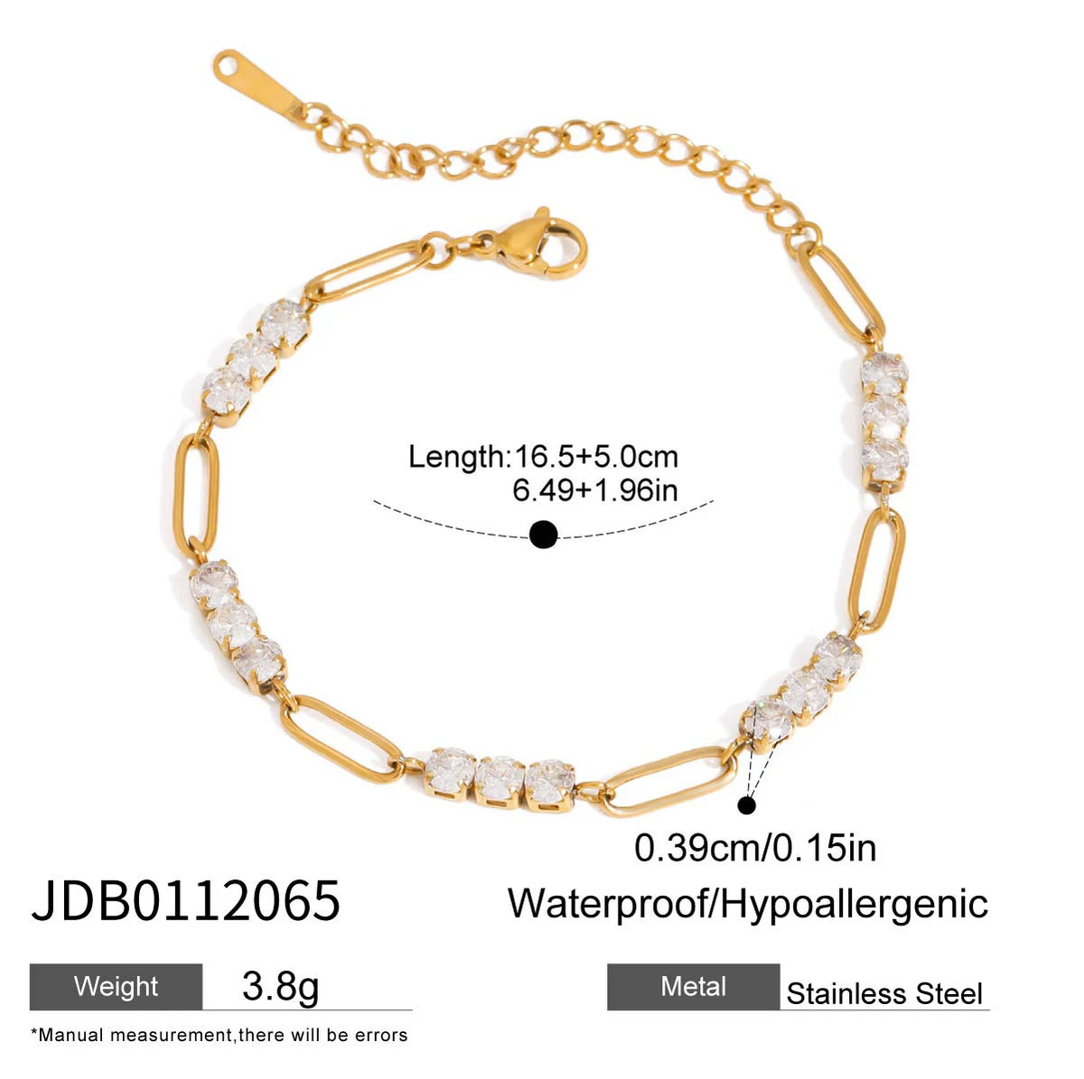 Geometric Rhinestone Tennis Chain Bracelet