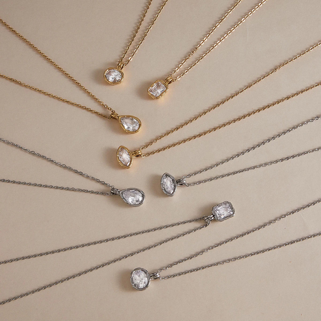 Minimalist Geometric Zircon Pendant Necklace