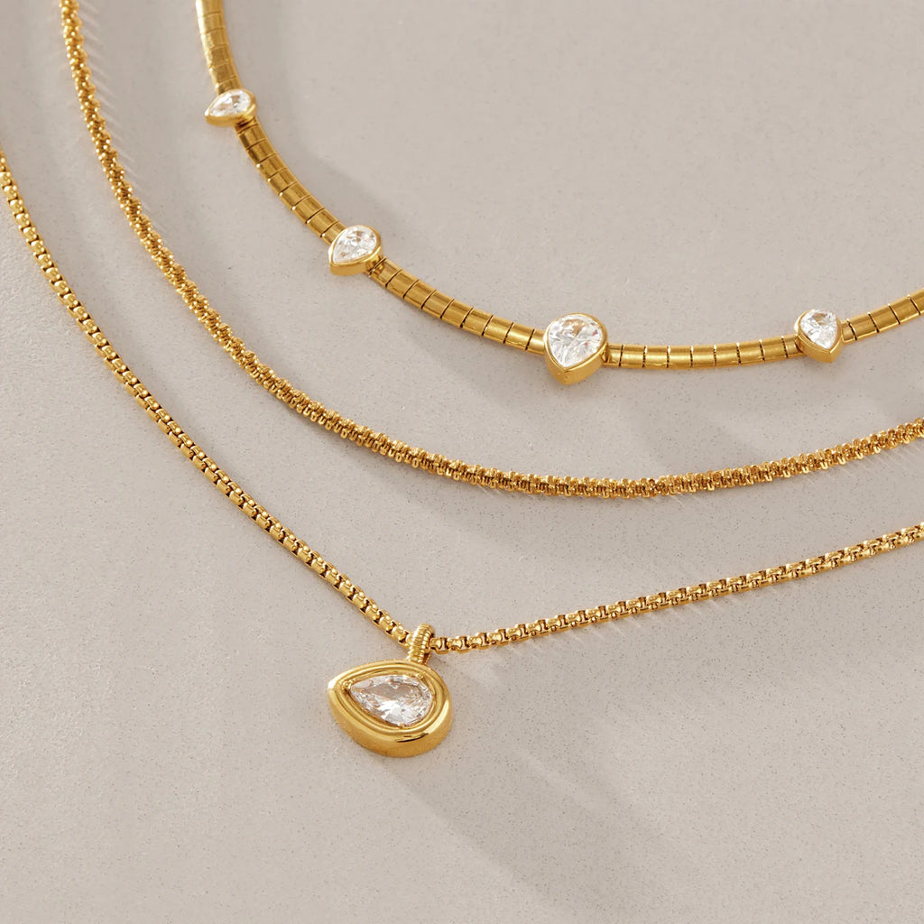 Zircon Stacked Charms Necklace