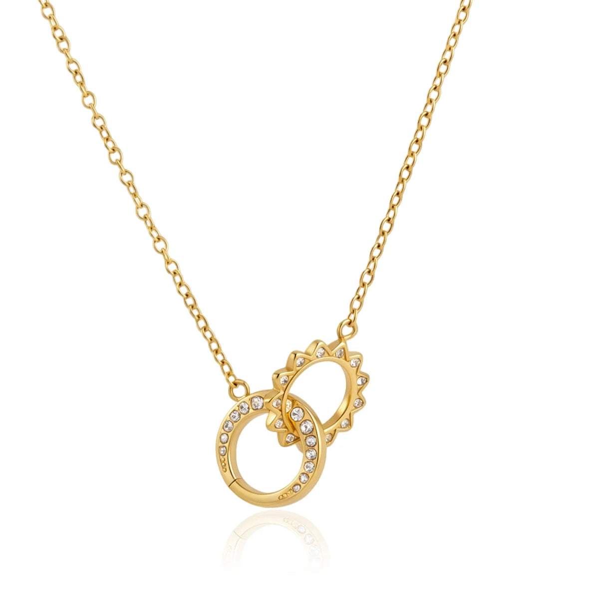Double Circles Zircon Pendant Necklace