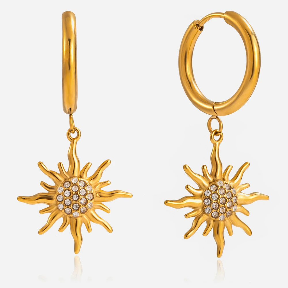 White zirconia sun earrings