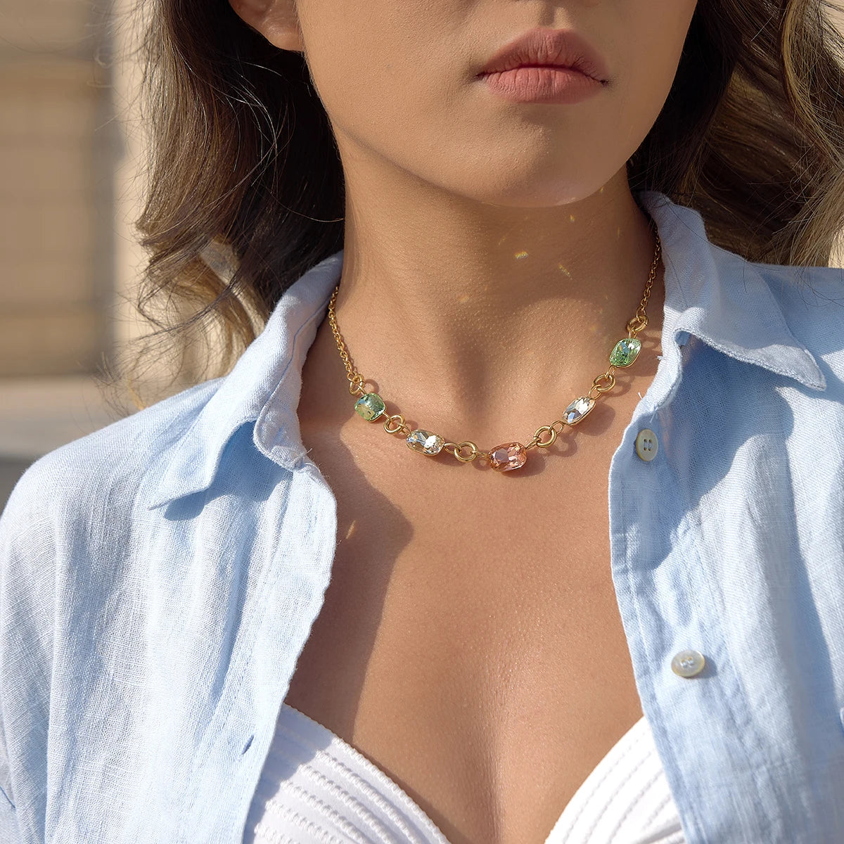 Multicolor Crystal Pendant Necklace