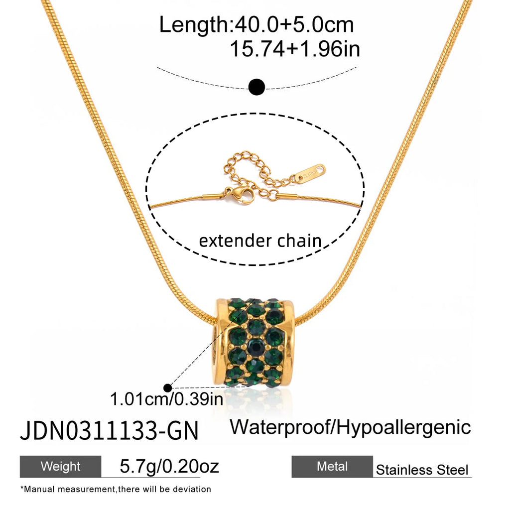 Lucky Zircon Bead Freshwater Pearl Pendant Necklace