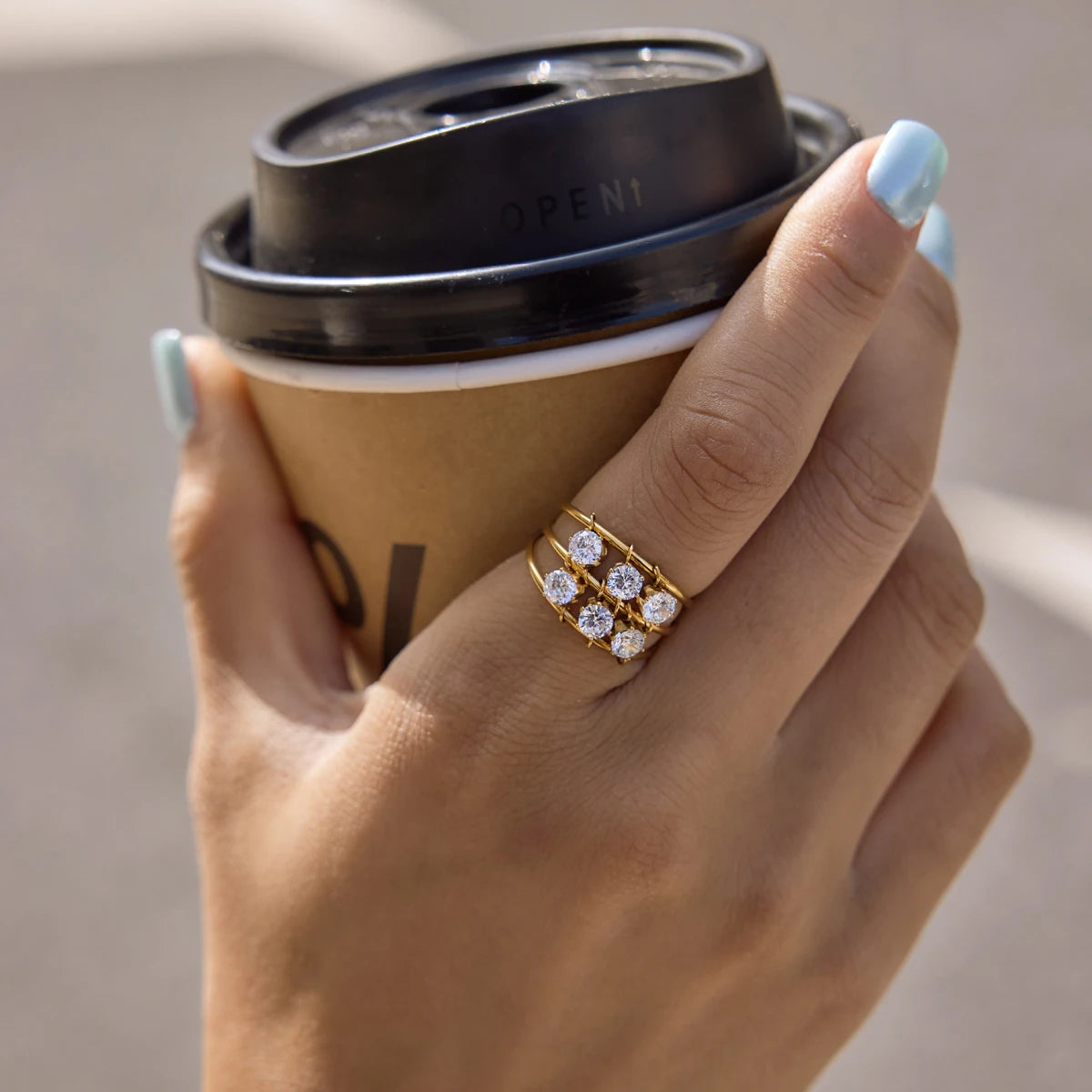 Delicate Slideable Zircon Rings