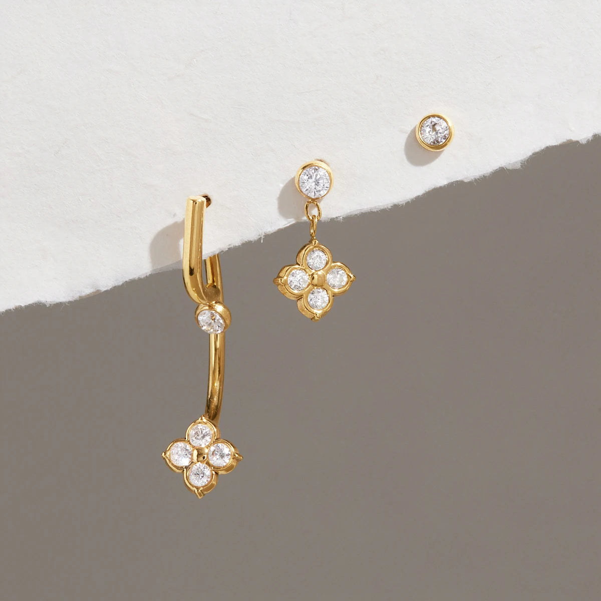 3pcs/set  Zircon Flower Drop Earring