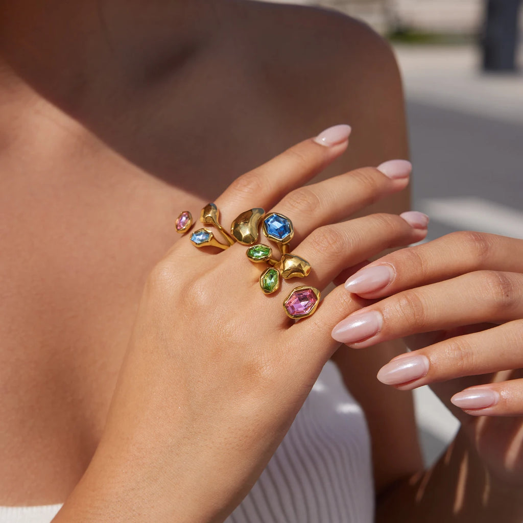 Colored Glass Open Ring