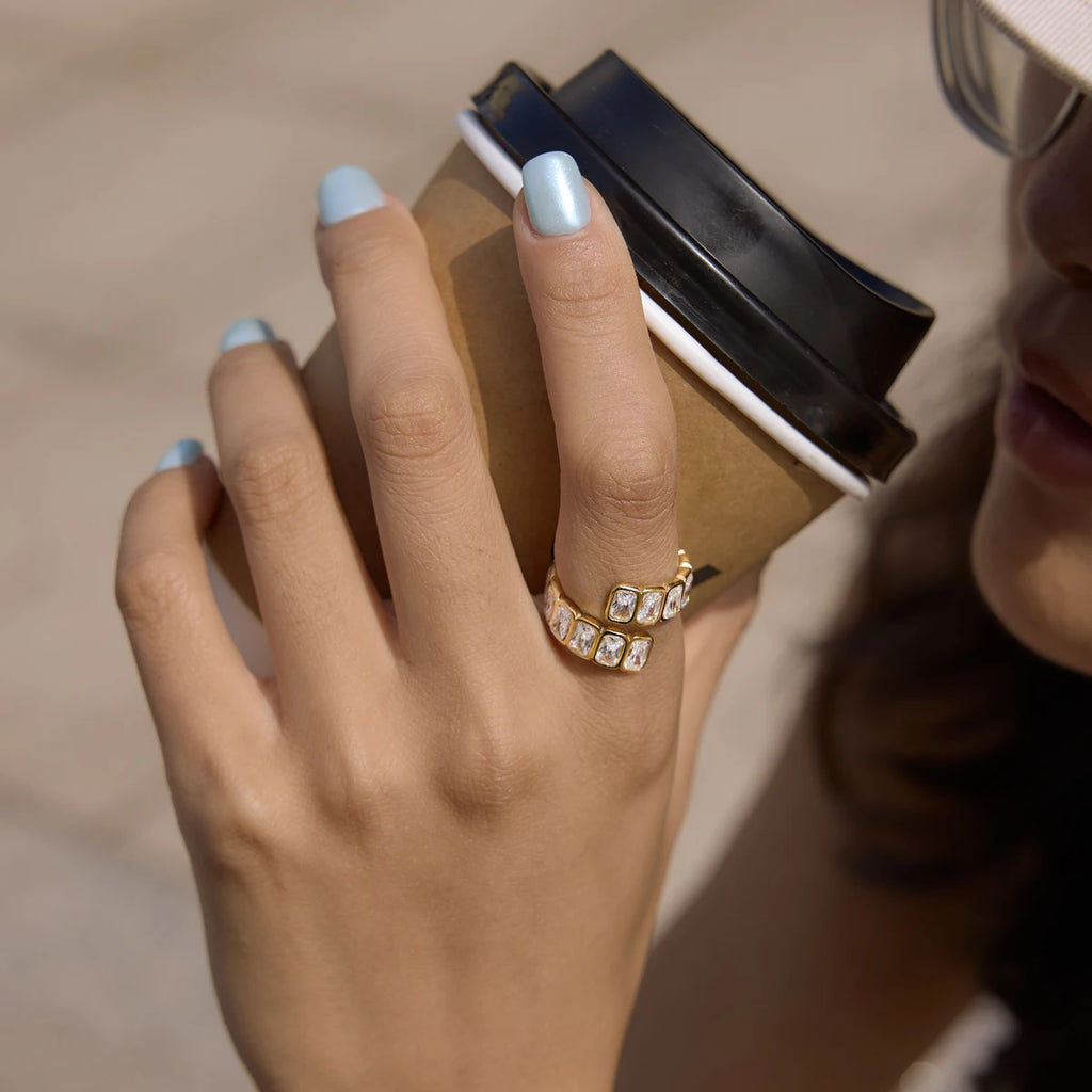 Luxury Full Rectangle Zircon Open Rings