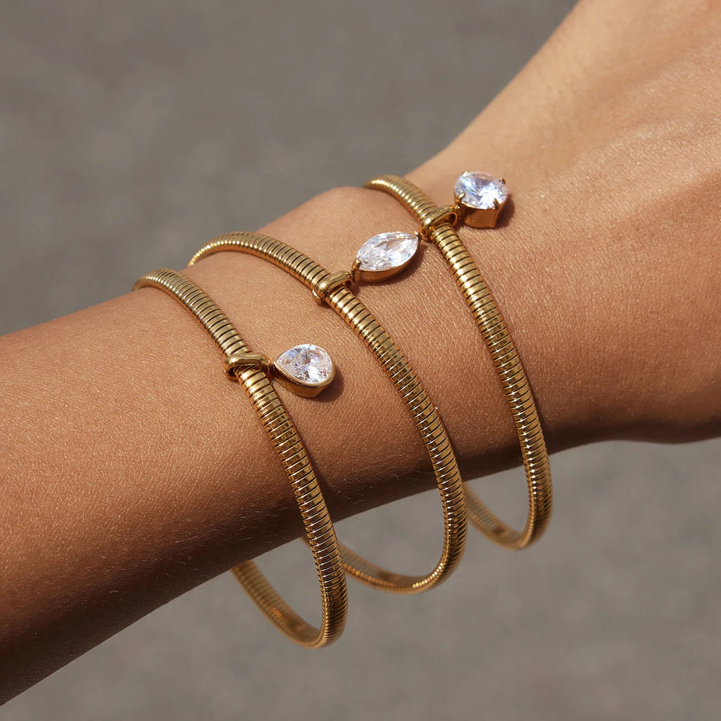 Punk Geometric Zircon Pendant Bracelet