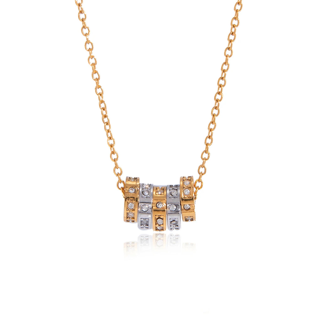 Delicate Zircon Beads Mixed Color Pendant Necklace